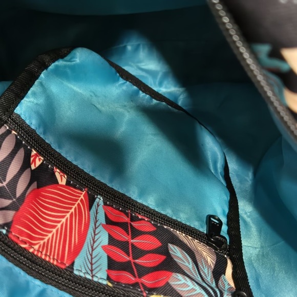 ESVAN Tote Bag Tropical Leaf Print Multicolor Zippered Shoulder Bag - Picture 9 of 9